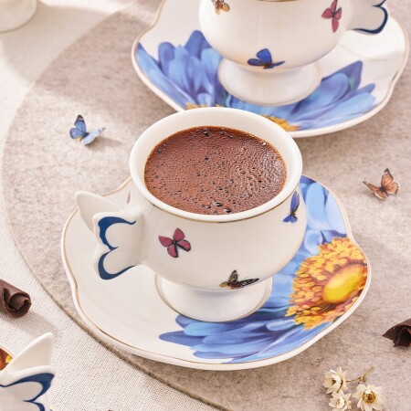 Aryıldız Grass 6 Kişilik 12 Parça Kahve Fincan Takımı Mavi 90 ml - 3
