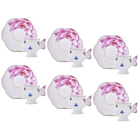 Aryıldız Grass 6 Kişilik 12 Parça Kahve Fincan Takımı Pembe 90 ml - 4