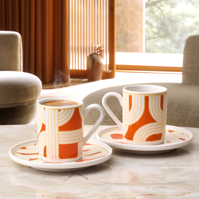 Aryıldız Havana Turuncu 2 Kişilik 4 Parça Kahve Fincan Takımı 90 ml - 1