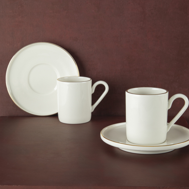 Aryıldız Hazel Gold 4 Parça 2 Kişilik Türk Kahve Fincan Takımı - 1