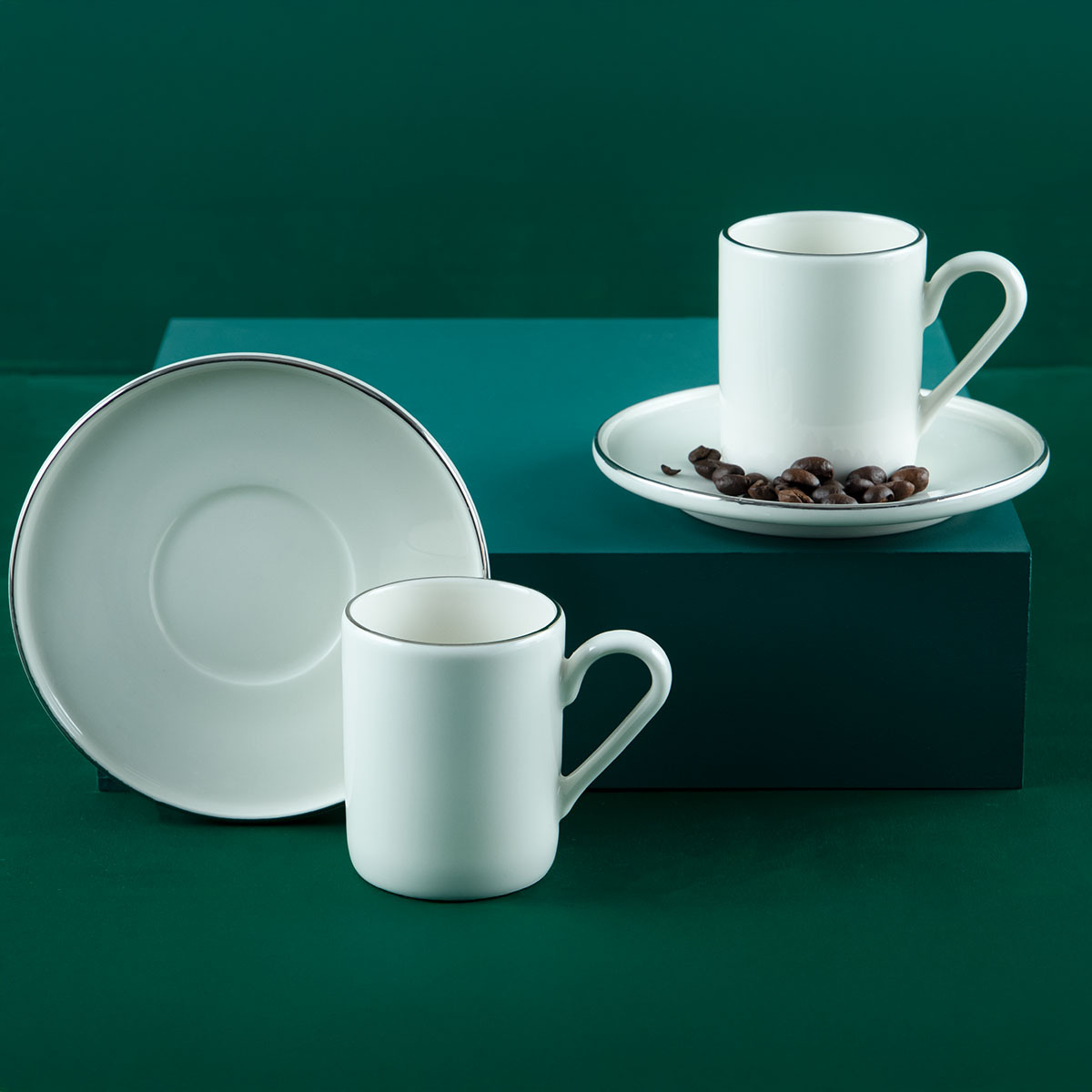 Aryıldız Hazel Platin 4 Parça 2 Kişilik Türk Kahve Fincan Takımı 90 ml