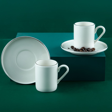 Aryıldız Hazel Platin 4 Parça 2 Kişilik Türk Kahve Fincan Takımı 90 ml - ARYILDIZ