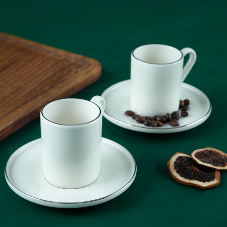 Aryıldız Hazel Platin 4 Parça 2 Kişilik Türk Kahve Fincan Takımı 90 ml - 2