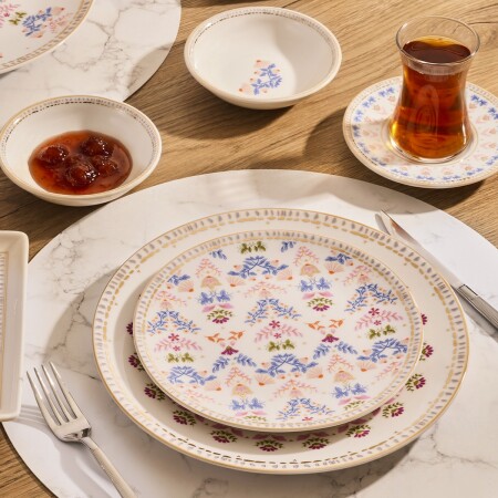 Aryıldız Ivy Blue Pink 32 Parça 6 Kişilik Kahvaltı Takımı - ARYILDIZ
