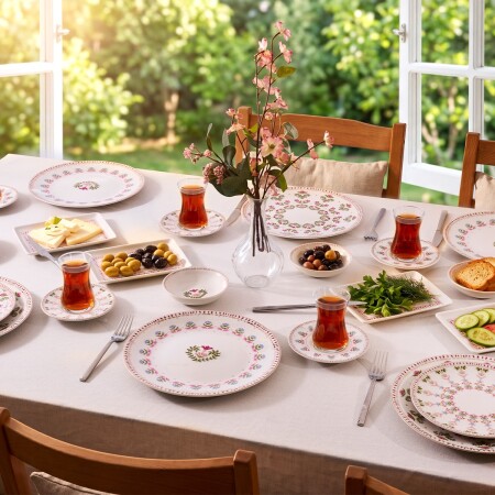 Aryıldız Ivy Pink 32 Parça 6 Kişilik Kahvaltı Takımı - ARYILDIZ