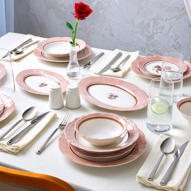 Aryıldız Jardin Pembe 30 Parça 6 Kişilik Yemek Takımı - 1