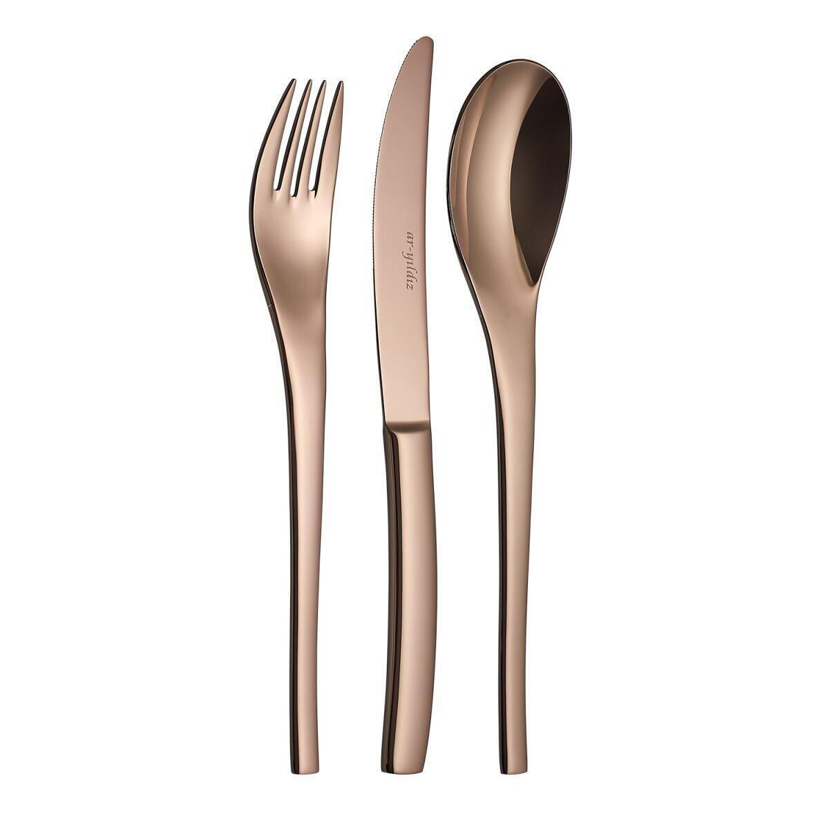 Aryıldız Jazz Titanium Bronz 36 Parça 6 Kişilik Çatal Kaşık Bıçak Takımı