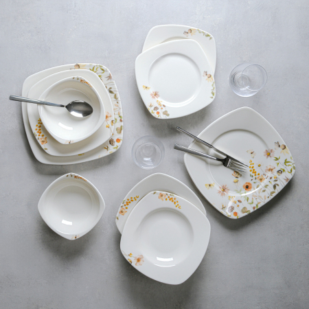 Aryıldız Kare 24 Parça 6 Kişilik Yemek Takımı DB3167 - ARYILDIZ