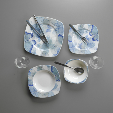 Aryıldız Kare 6 Kişilik 24 Parça Yemek Takımı DB3158 - ARYILDIZ