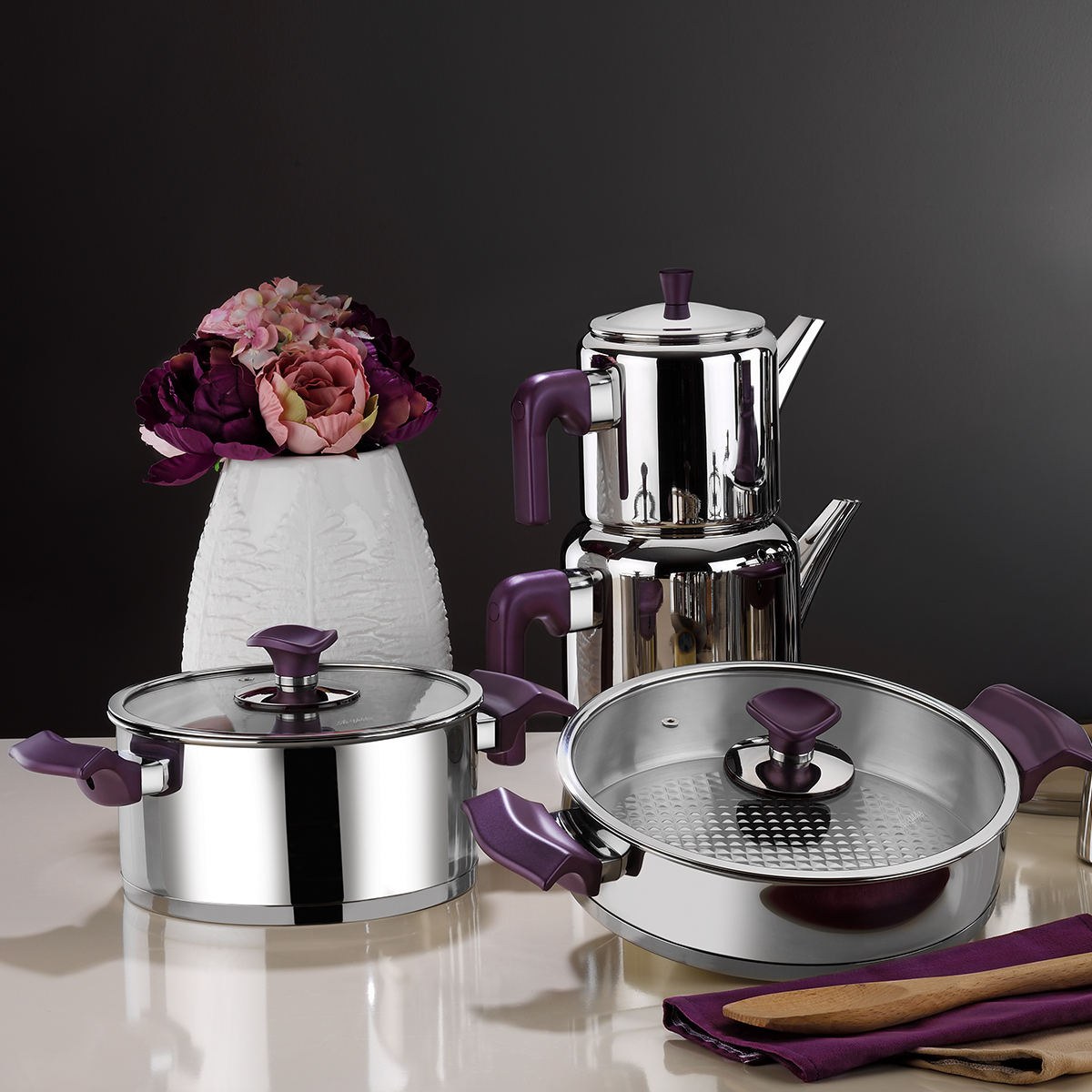Aryıldız Kıng Ideal Set Cam Kapak Mor 20 Parça