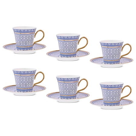 Aryıldız Kingham 12 Parça 6 Kişilik Kahve Fincan Takımı Mavi 90 ml - 5