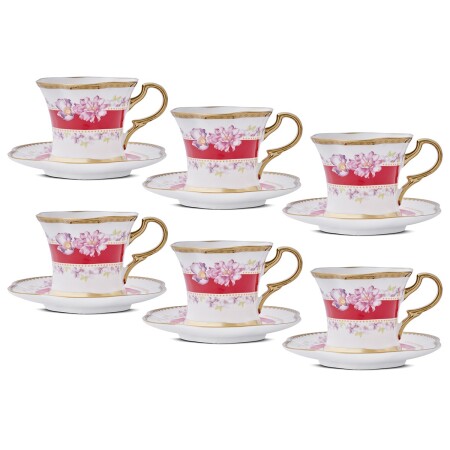 Aryıldız Lal 6 Kişilik 12 Parça Kahve Fincan Takımı Kırmızı 90 ml - 5