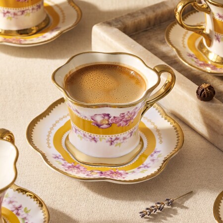 Aryıldız Lal 6 Kişilik 12 Parça Kahve Fincan Takımı Sarı 90 ml - 3