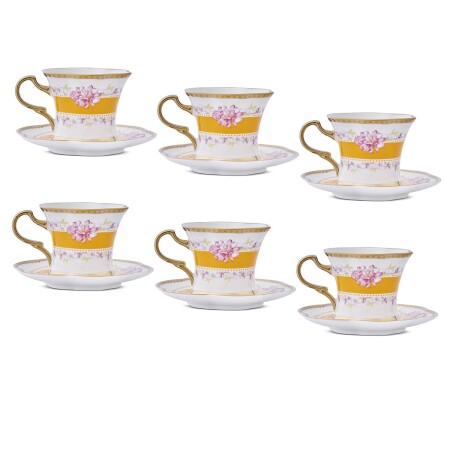 Aryıldız Lal 6 Kişilik 12 Parça Kahve Fincan Takımı Sarı 90 ml - 5