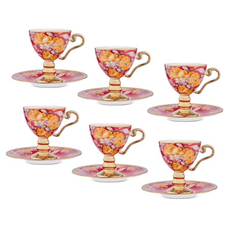 Aryıldız Laura 12 Parça 6 Kişilik Kahve Fincan Takımı Kırmızı 90 ml - 5