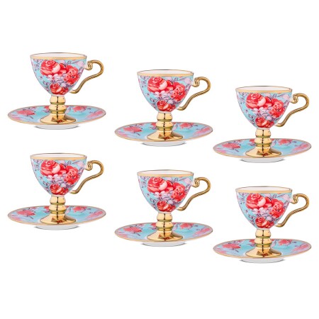 Aryıldız Laura 12 Parça 6 Kişilik Kahve Fincan Takımı Mavi 100 ml - 5