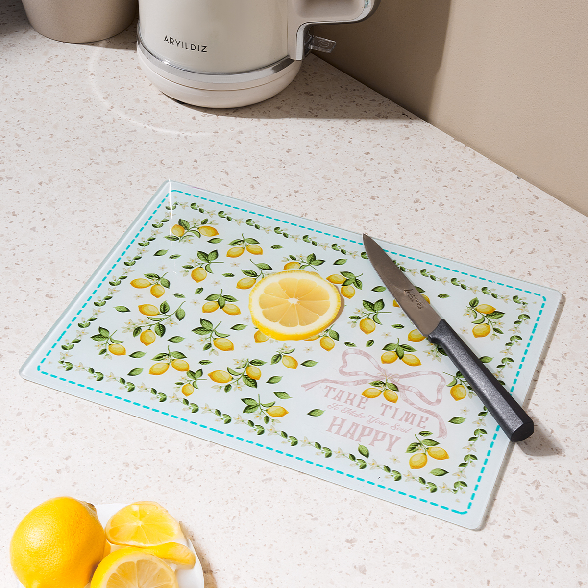 Aryıldız Limone Cam Kesme Tahtası 25x35 cm