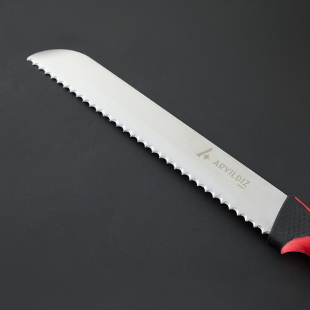 Aryıldız Lua Dişli Ekmek Bıçağı Kırmızı 19 cm - 6