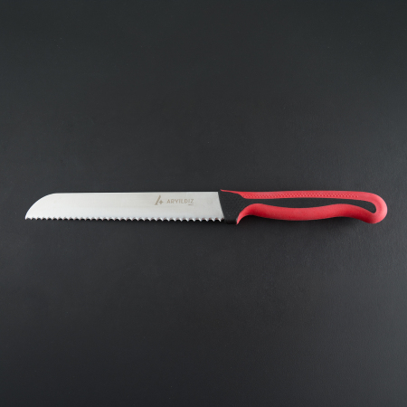 Aryıldız Lua Dişli Ekmek Bıçağı Kırmızı 19 cm - 7