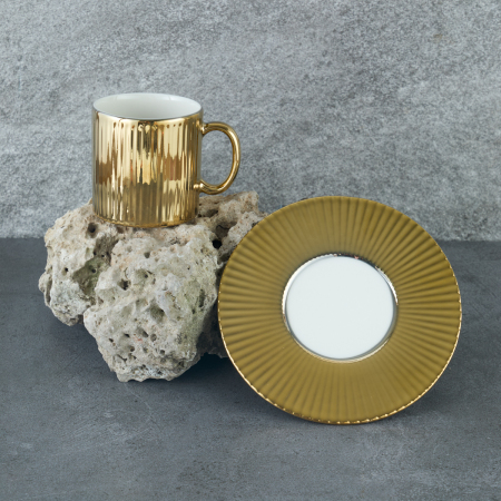 Aryıldız Lumiere Gold 4 Parça 2 Kişilik Türk Kahve Fincan Takımı 90 ml - 2