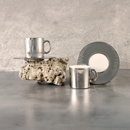 Aryıldız Lumiere Platin 4 Parça 2 Kişilik Türk Kahve Fincan Takımı 90 ml - ARYILDIZ