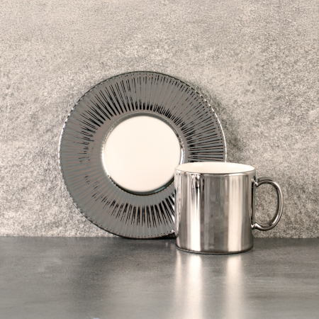 Aryıldız Lumiere Platin 4 Parça 2 Kişilik Türk Kahve Fincan Takımı 90 ml - 3