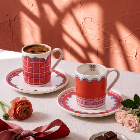 Aryıldız Lura 4 Parça 2 Kişilik Kahve Fincan Takımı Turuncu 90 ml - 2