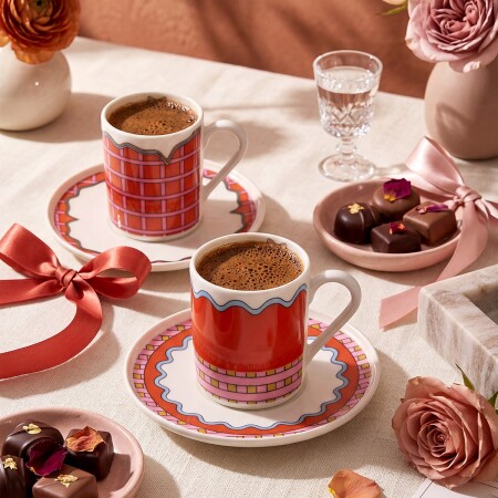 Aryıldız Lura 4 Parça 2 Kişilik Kahve Fincan Takımı Turuncu 90 ml - 1