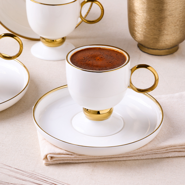 Aryıldız Margaux Gold 12 Parça 6 Kişilik Türk Kahve Fincan Takımı - 2