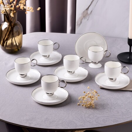 Aryıldız Margaux Platin 12 Parça 6 Kişilik Türk Kahve Fincan Takımı - 1