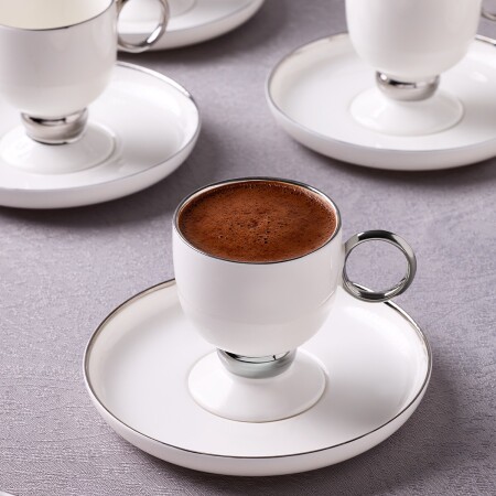 Aryıldız Margaux Platin 12 Parça 6 Kişilik Türk Kahve Fincan Takımı - 2
