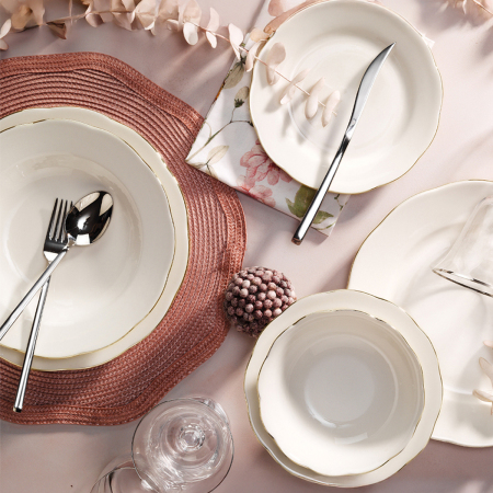 Aryıldız Maria Yonca Gold 24 Parça 6 Kişilik Yemek Takımı - ARYILDIZ