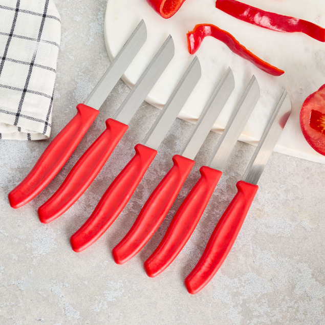 Aryıldız Mira 6 Parça Dişli Meyve Bıçak Seti Kırmızı - 1