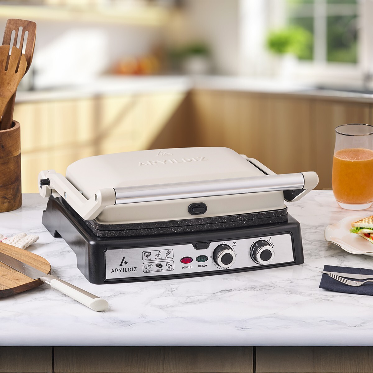Aryıldız Multi Grill Tost Makinesi Mat Krem