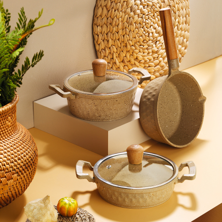 Aryıldız Nevada Midi 5 Parça Krem Tencere Seti - ARYILDIZ