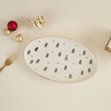 Aryıldız New Year Deer Kayık Tabak 25 cm - 1