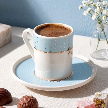 Aryıldız Nila 4 Parça 2 Kişilik Kahve Fincan Takımı Mavi 90 ml - 3