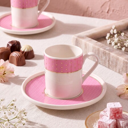 Aryıldız Nila 4 Parça 2 Kişilik Kahve Fincan Takımı Pembe 90 ml - 2