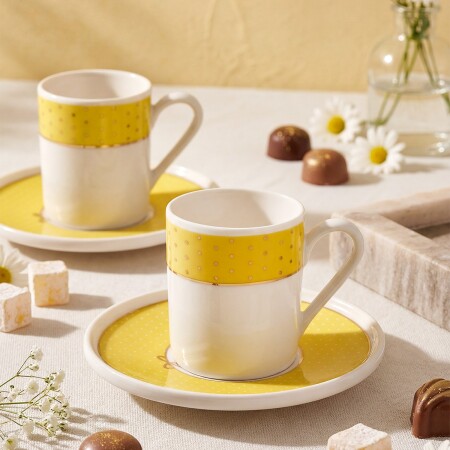 Aryıldız Nila 4 Parça 2 Kişilik Kahve Fincan Takımı Sarı 90 ml - 2