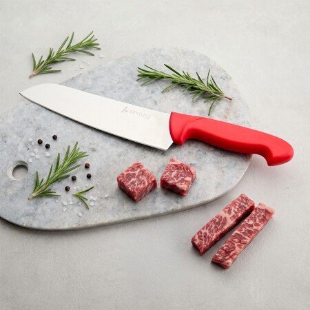 Aryıldız Noka Santoku Bıçağı Kırmızı 19 cm - 1