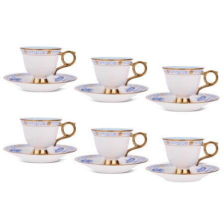 Aryıldız Nostalgie 12 Parça 6 Kişilik Kahve Fincan Takımı Mavi 100 ml - 4