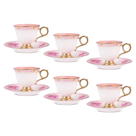 Aryıldız Nostalgie 12 Parça 6 Kişilik Kahve Fincan Takımı Pembe 100 ml - 5