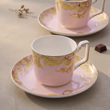 Aryıldız Peony Pembe 12 Parça 6 Kişilik Kahve Fincan Takımı - 3