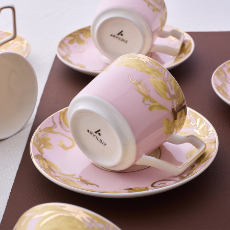 Aryıldız Peony Pembe 12 Parça 6 Kişilik Kahve Fincan Takımı - 4