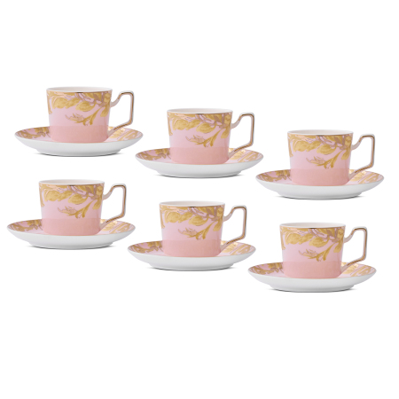 Aryıldız Peony Pembe 12 Parça 6 Kişilik Kahve Fincan Takımı - 5