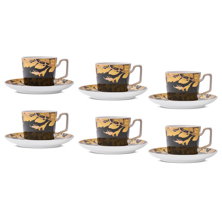 Aryıldız Peony Siyah 12 Parça 6 Kişilik Kahve Fincan Takımı - 6