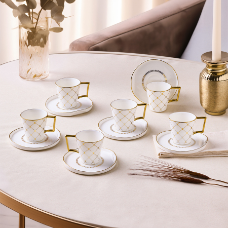 Aryıldız Perla 12 Parça 6 Kişilik Kahve Fincan Takımı 90 ml - ARYILDIZ