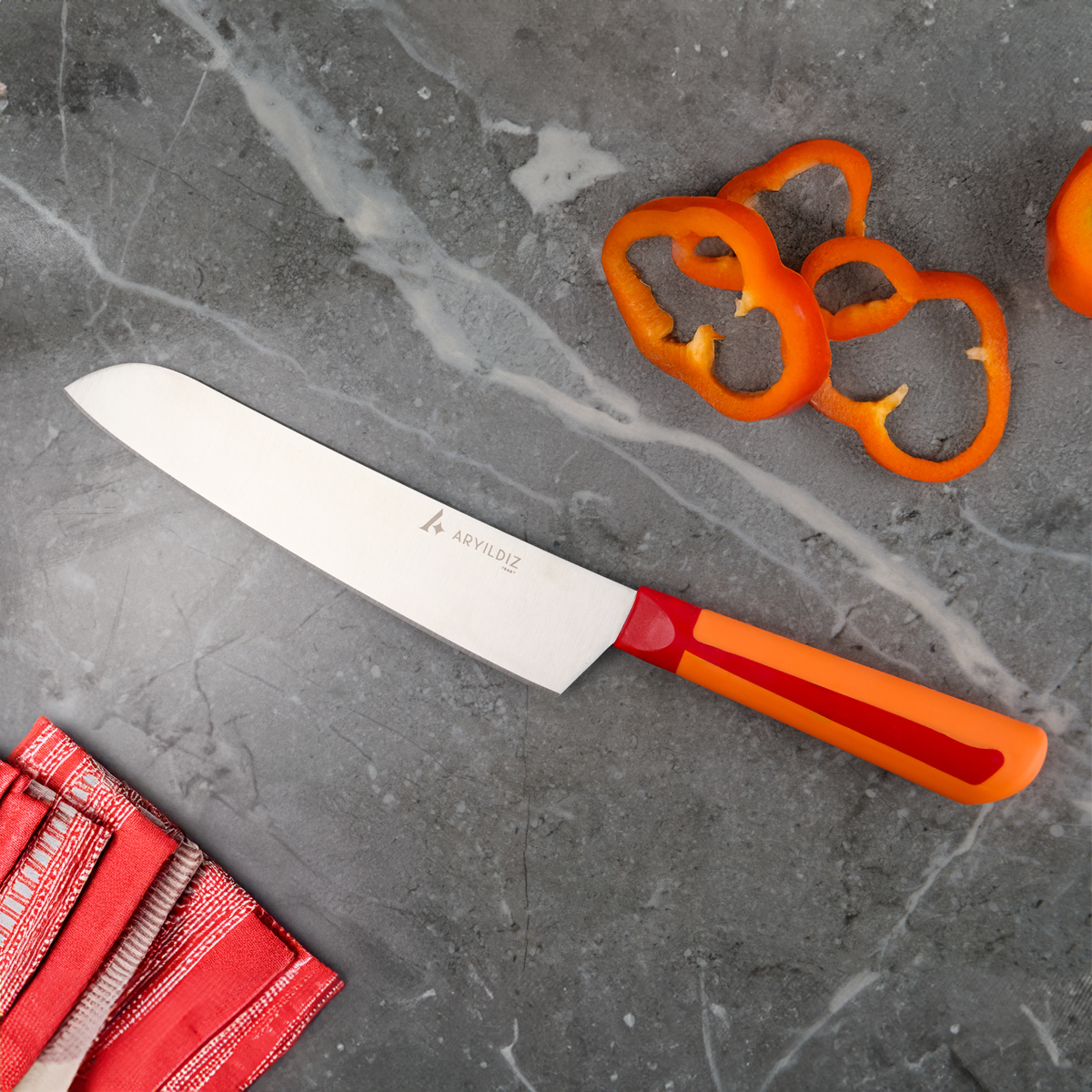 Aryıldız Plurex Santoku Bıçağı 21 cm Kırmızı