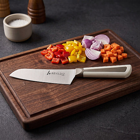 Aryıldız Plurex Santoku Bıçak Koyu Bej 19 cm - 1