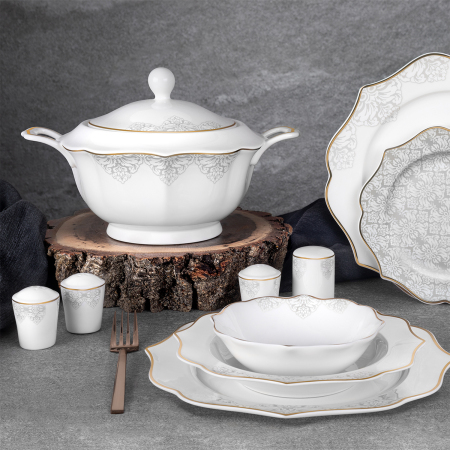 Aryıldız Porselen 60 Parça 12 Kişilik Gold Yemek Takımı 40022 - ARYILDIZ